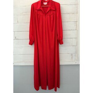 LARGE Vintage Vanity Fair Red Zip Front Long Maxi Nylon Robe House Coat